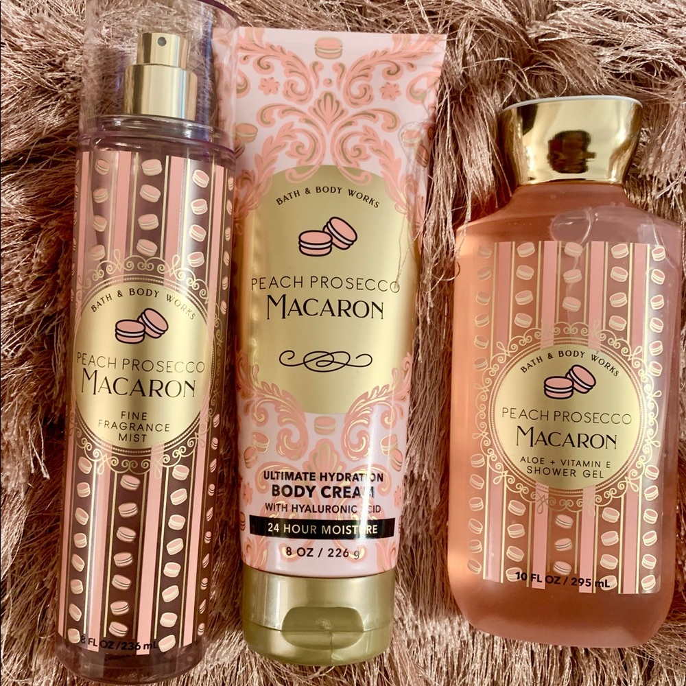 Bath and Body Works Peach Prosecco Macaron Body Wash, Body Cream, Fragrance Mist